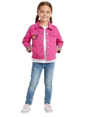 365‎ Kids from Garanimals Peanuts Snoopy With Woodstock Pink Denim Jacket Size 7